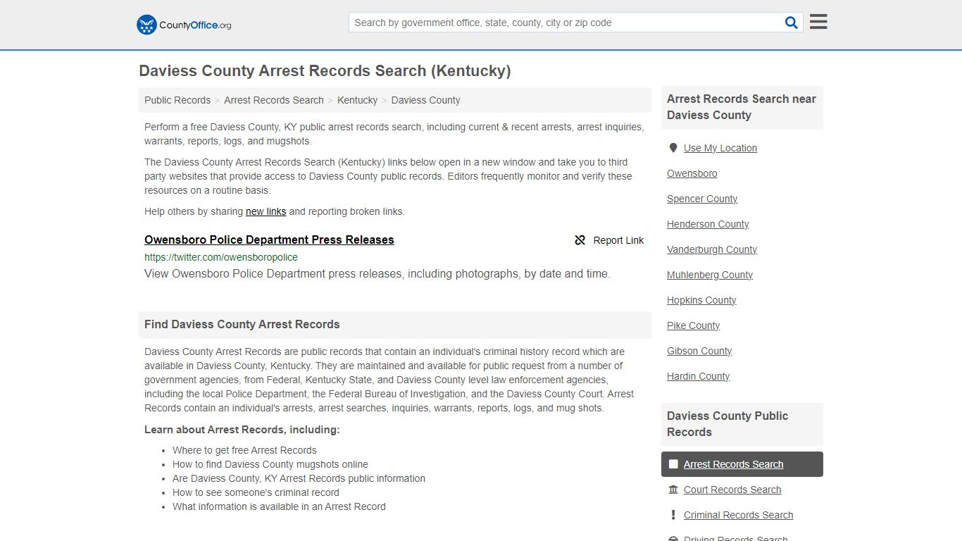 Arrest Records Search - Daviess County, KY (Arrests & Mugshots)